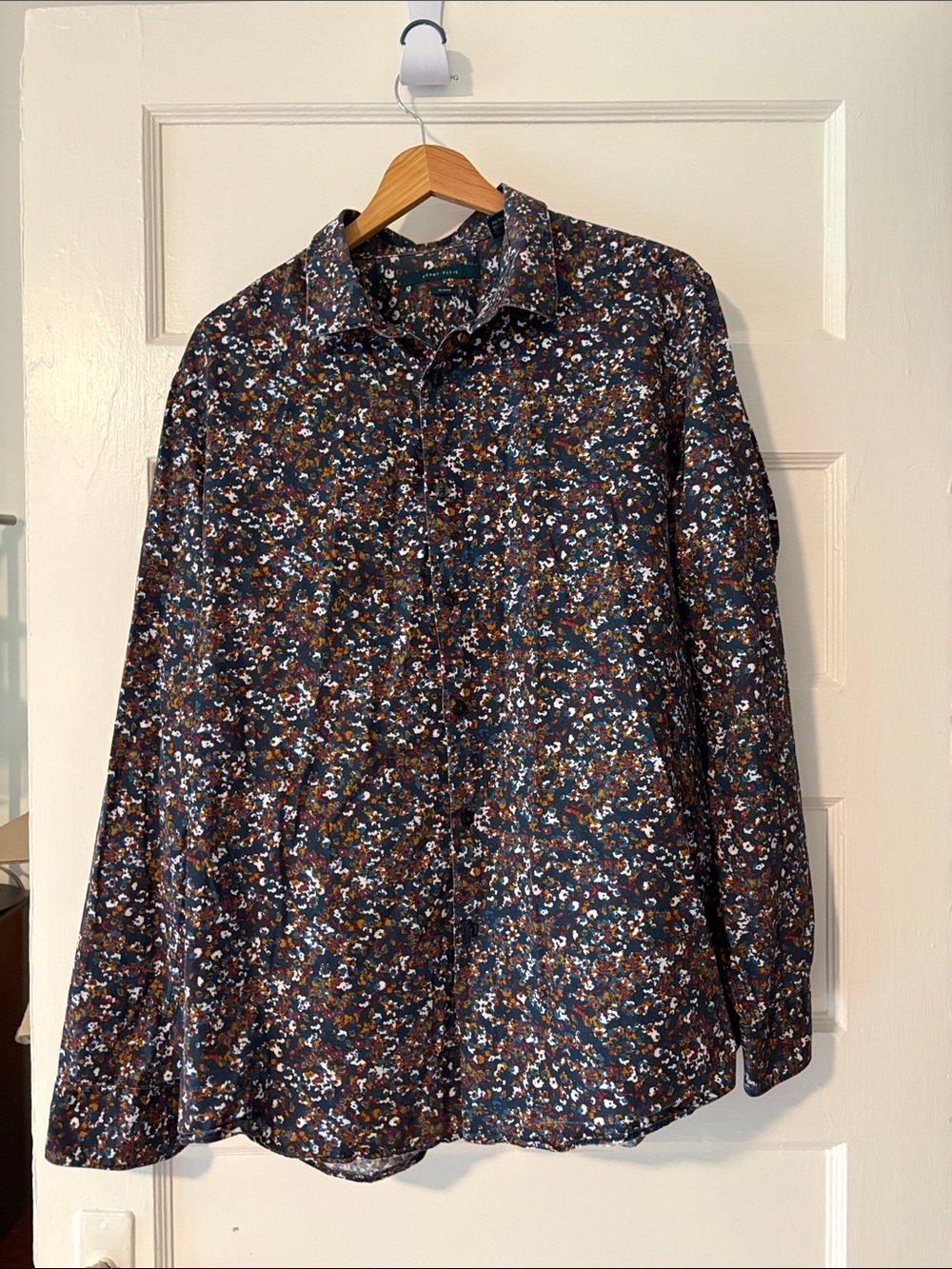 Perry Ellis Dark Navy Floral-Print Button-Down Shirt